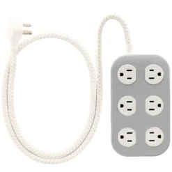 Cordinate ADAPT 6-Outlet 4ft. Braided Extension Cord with Surge Protection, Cream/Gray