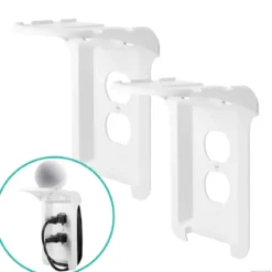 Cordinate Cord-Wrap Duplex Receptacle Wall Plate with Shelf, 2 Pack, White