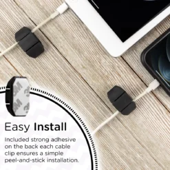 Cordinate Dual Slot Cable Management Dots, 6 Pack, Black,