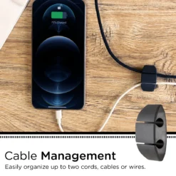 Cordinate Dual Slot Cable Management Dots, 6 Pack, Black,
