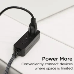 Cordinate 15ft. 3-Outlet Extension Cord, Black Heather