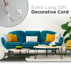 Cordinate 10ft. 3-Outlet Extension Cord, Gray/White