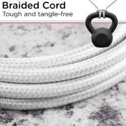 Cordinate 15ft. 3-Outlet Indoor Extension Cord, Gray/White