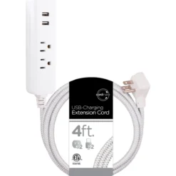Cordinate 4ft. 2 Outlet, 2 USB Port Extension Cord