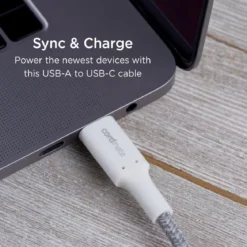 Cordinate 6ft. USB-A to USB-C Braided Charging Cable, Gray/White