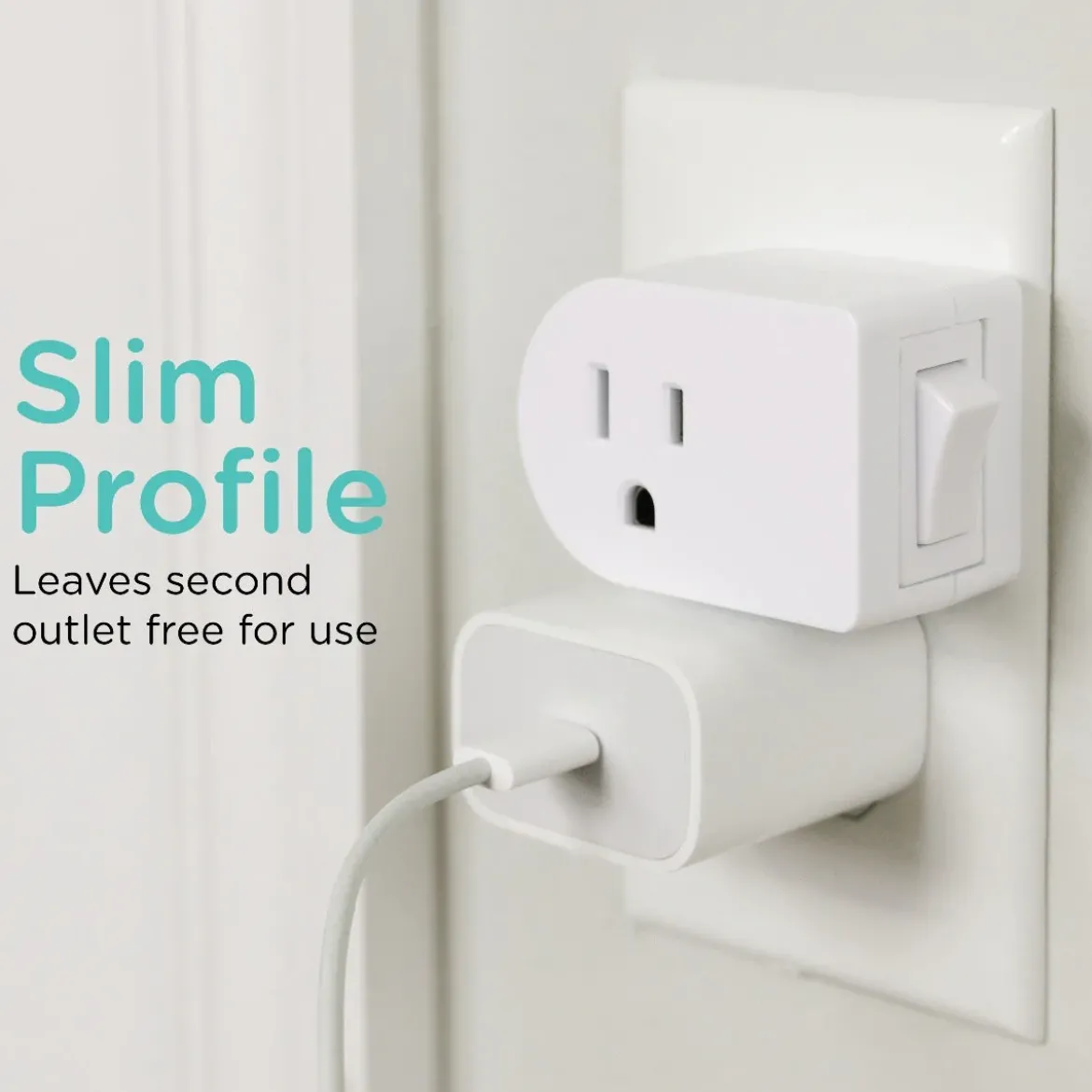 Cordinate Grounded 1-Outlet Power Switch, White