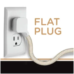 Cordinate 3-Outlet 10ft. Braided Extension Cord with Surge Protection, White/Tan