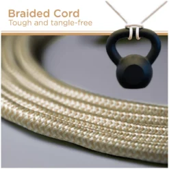Cordinate 3-Outlet 10ft. Braided Extension Cord with Surge Protection, White/Tan