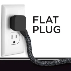 Cordinate 3-Outlet 10ft. Braided Extension Cord with Surge Protection, Black/Dark Heather