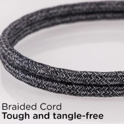 Cordinate 3-Outlet 10ft. Braided Extension Cord with Surge Protection, Black/Dark Heather