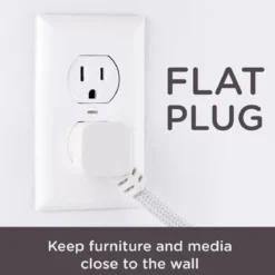 Cordinate 3-Outlet 2ft. Braided Extension Cord with Flat Plug, White/Gray