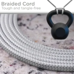 Cordinate 3-Outlet 2ft. Braided Extension Cord with Flat Plug, White/Gray