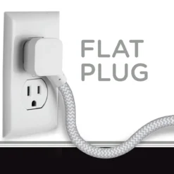 Cordinate 3-Outlet 10ft. Braided Extension Cord, White/Gray
