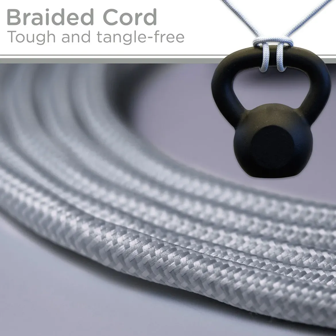 Cordinate 3-Outlet 10ft. Braided Extension Cord, White/Gray