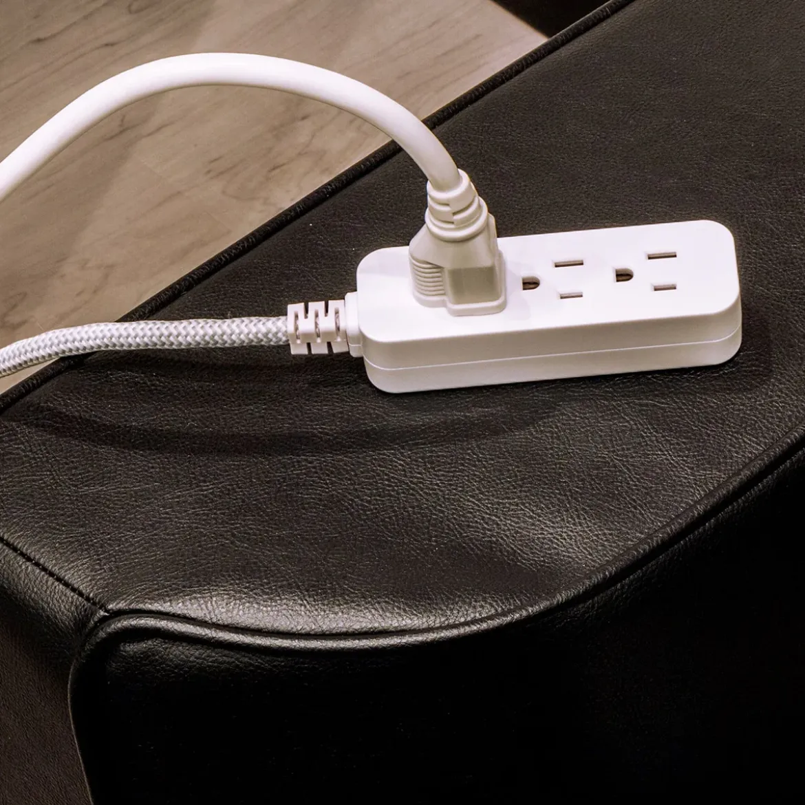 Cordinate 3-Outlet 10ft. Braided Extension Cord, White/Gray