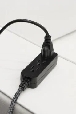 Cordinate 3-Outlet 2ft. Braided Extension Cord with Flat Plug, Black/Gray