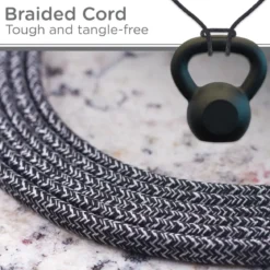 Cordinate 3-Outlet 2ft. Braided Extension Cord with Flat Plug, Black/Gray