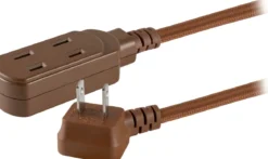Cordinate 3-Outlet 8ft. Braided Extension Cord with Flat Plug, Brown