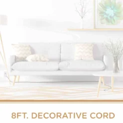 Cordinate 3-Outlet 8ft. Braided Extension Cord with Flat Plug, White/Tan