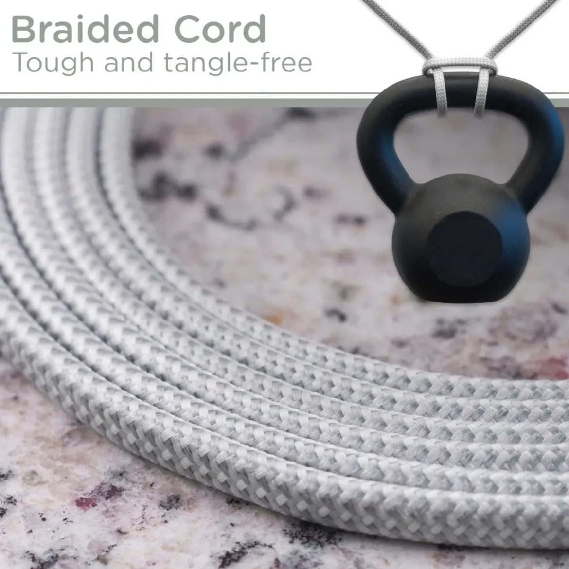 Cordinate 3-Outlet 8ft. Braided Extension Cord, Gray/White