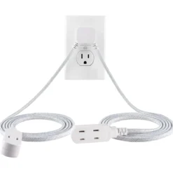 Cordinate 3-Outlet 12ft. Dual Split Extension Cord Braided, Indoor, White