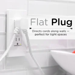Cordinate 3-Outlet 12ft. Dual Split Extension Cord Braided, Indoor, White