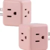 Cordinate 3-Outlet Surge Protector, blush cube, 2 pack