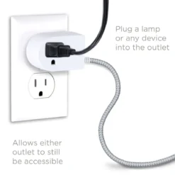 Cordinate 1-Outlet Tabletop Switch with 6ft. Braided Extension Cord, White/Gray
