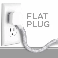 Cordinate 2-Outlet 2-USB 10ft. Braided Extension Cord with Surge Protection, White/Gray