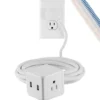 Cordinate 3-Outlet 2-USB 10ft. Braided Extension Cord Cube, White