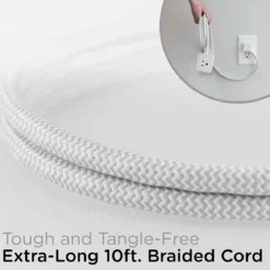 Cordinate 3-Outlet 2-USB 10ft. Braided Extension Cord Cube, White