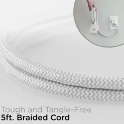 Cordinate 3-Outlet 2-USB 5ft. Braided Extension Cord Cube, White