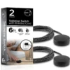 Cordinate Tabletop Switch with Braided Cord, Black, 2pk