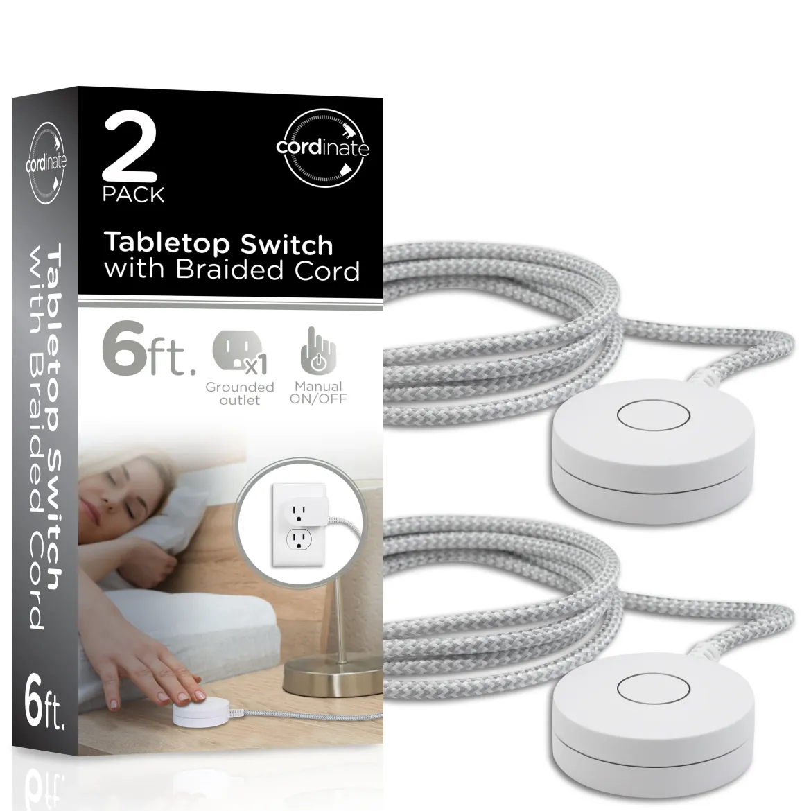Cordinate Tabletop Switch with Braided Cord 2 pack