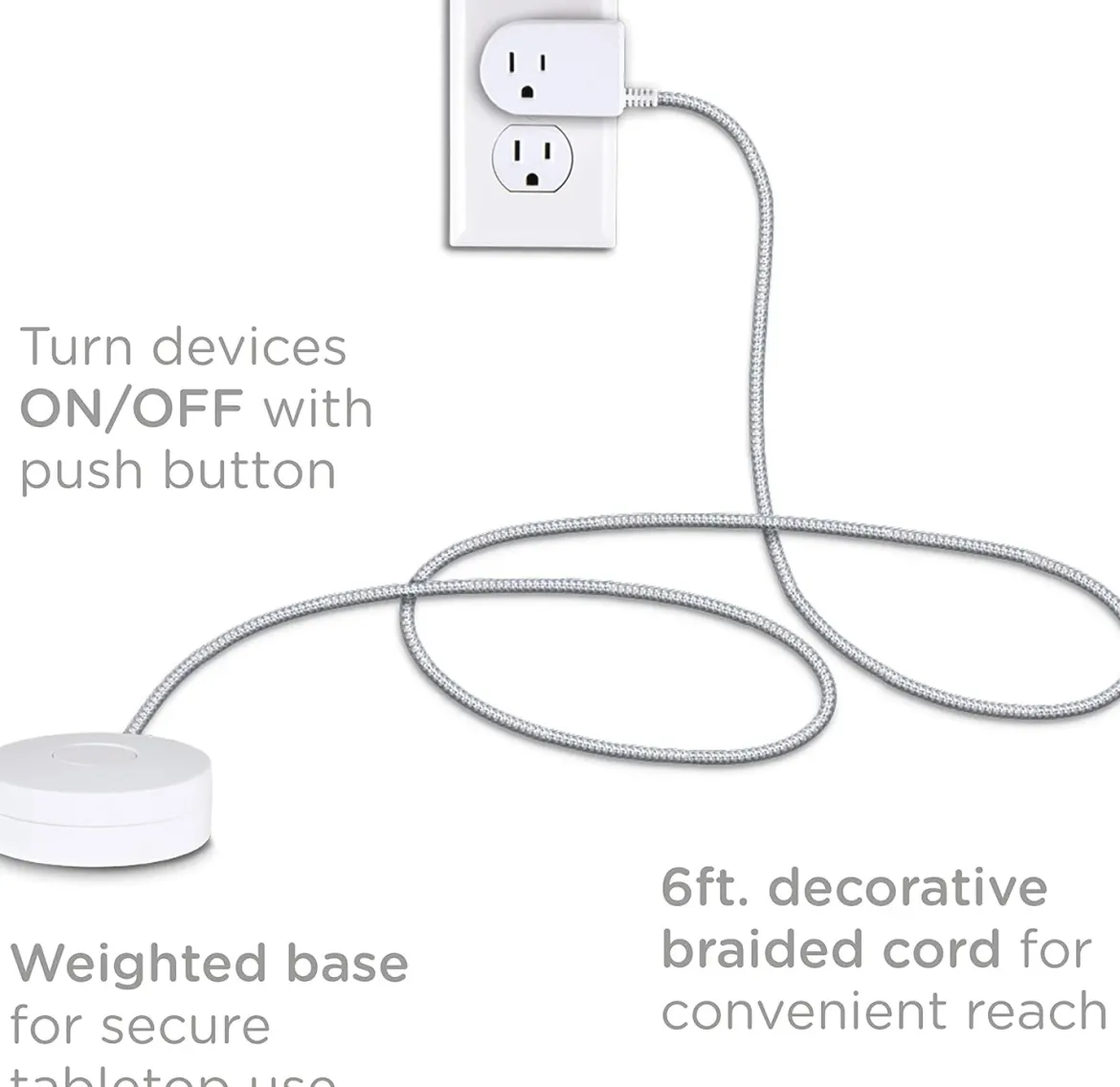 Cordinate Tabletop Switch with Braided Cord 2 pack