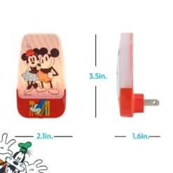 Disney Mickey & Minnie Light Sensing LED Night Light, Red