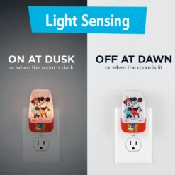 Disney Mickey & Minnie Light Sensing LED Night Light, Red
