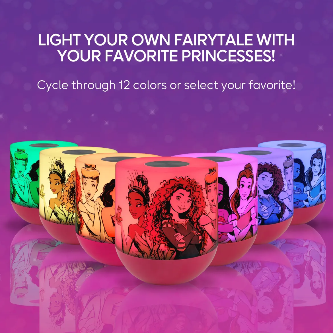 Disney Princess Color Changing Tabletop LED Lamp Night Light, Red