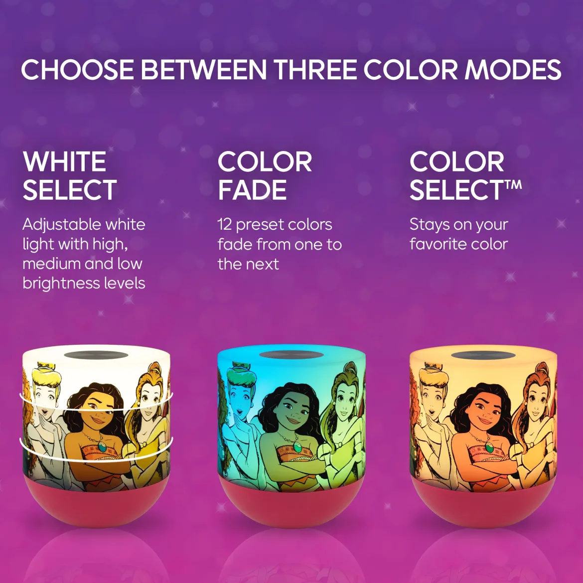 Disney Princess Color Changing Tabletop LED Lamp Night Light, Red