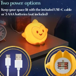 Disney WISH Star Squishy Dimmable Tabletop LED Night Light, Yellow