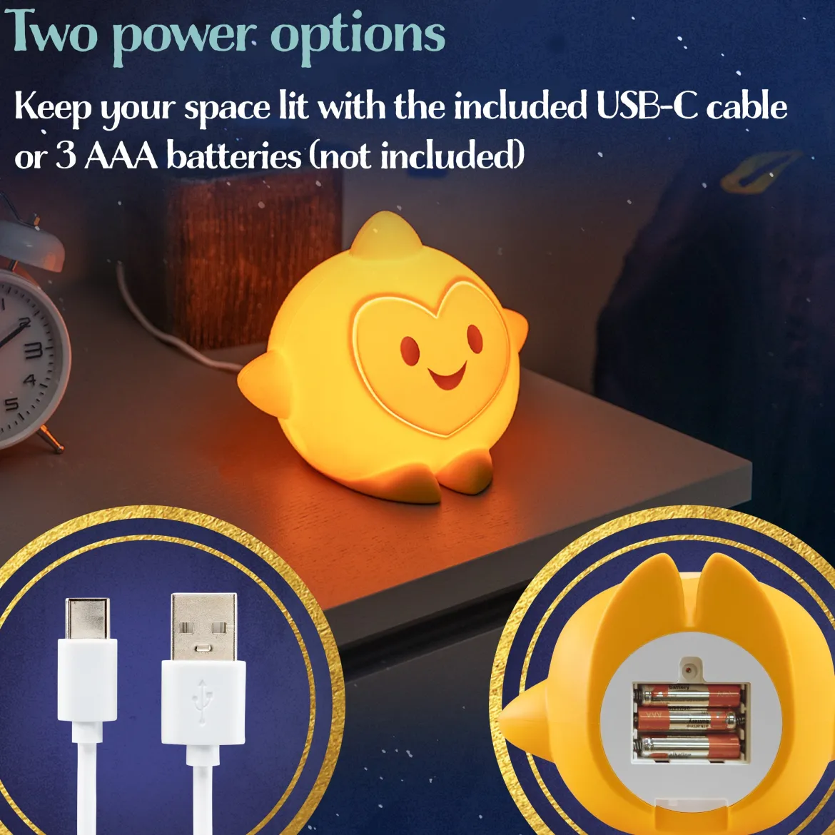 Disney WISH Star Squishy Dimmable Tabletop LED Night Light, Yellow