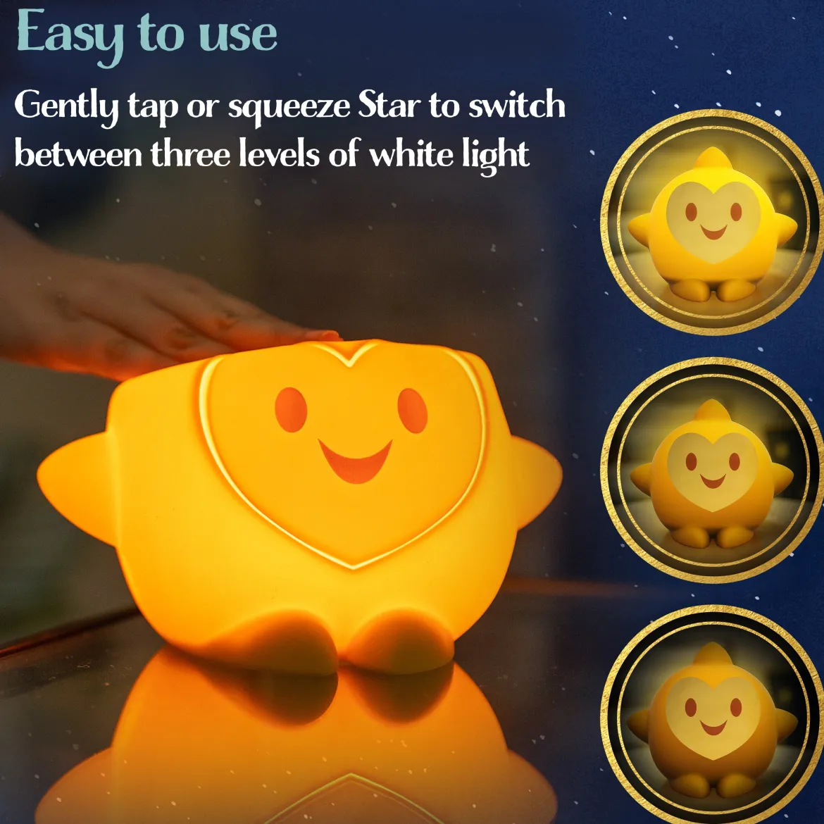 Disney WISH Star Squishy Dimmable Tabletop LED Night Light, Yellow