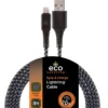 EcoSurvivor 8ft. USB-A to Lightning Charging Cable with Braided Cord, Black/Gray