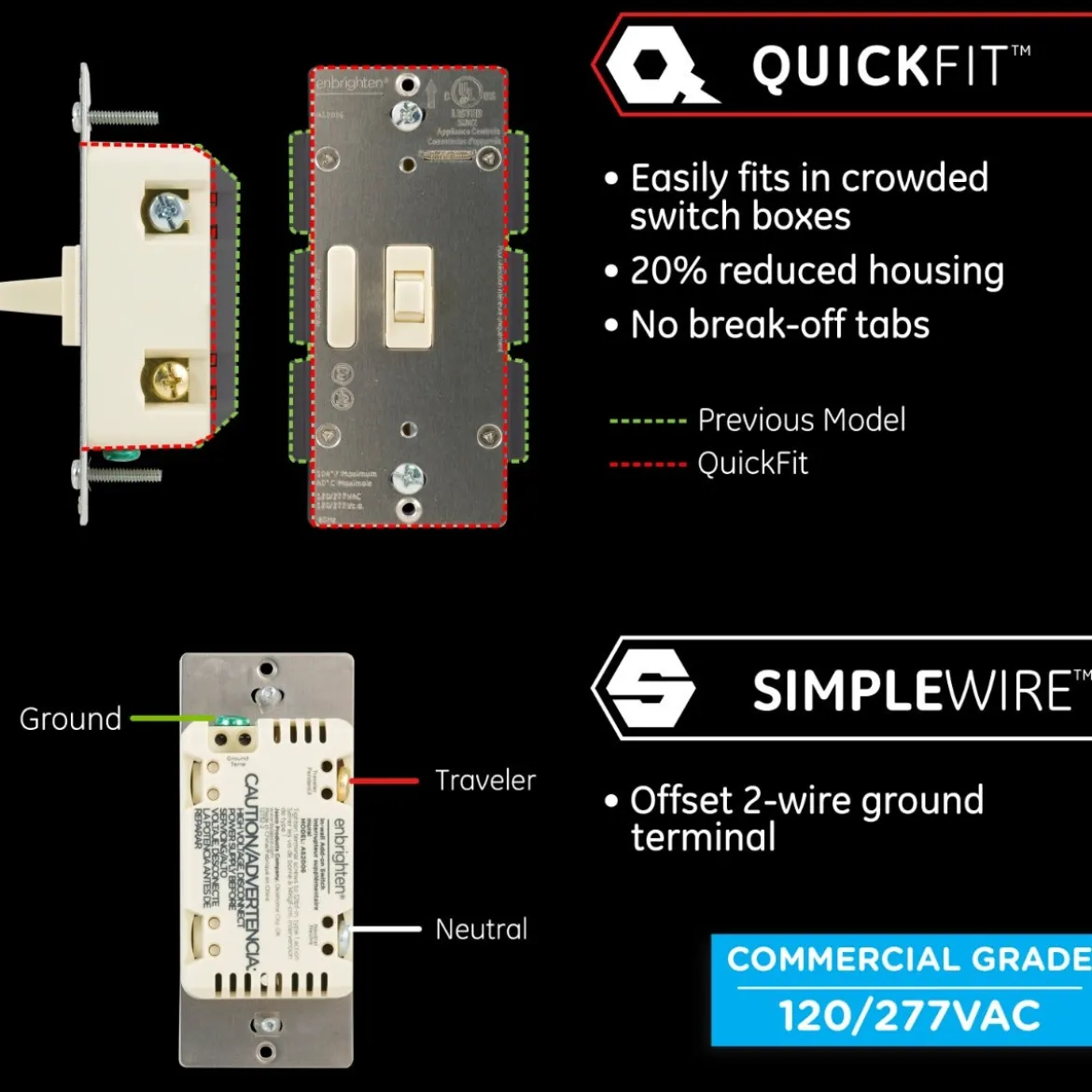 Enbrighten Add-On Toggle Switch With QuickFit™ And SimpleWire™, Light Almond
