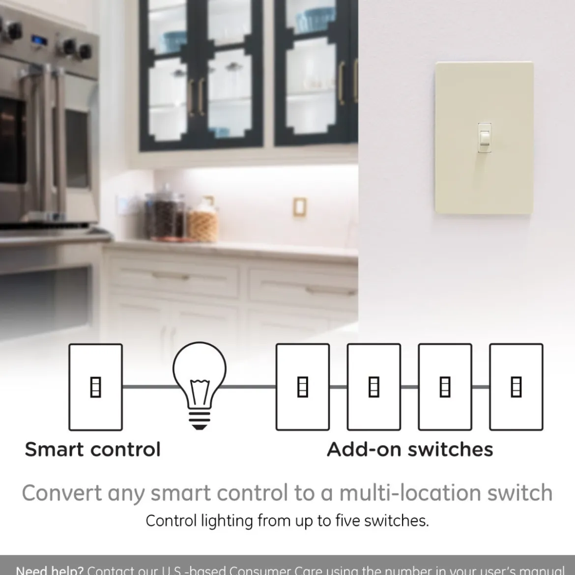 Enbrighten Add-On Toggle Switch With QuickFit™ And SimpleWire™, Light Almond