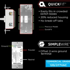 Enbrighten Add-On Toggle Switch with QuickFit and SimpleWire, White
