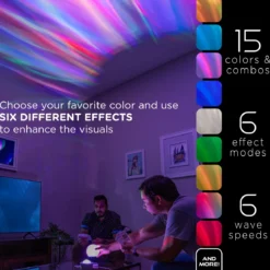 Enbrighten Aurora Wave Galaxy Projector LED Tabletop Night Light with On/Off Globe Cover, White