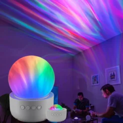 Enbrighten Aurora Wave Galaxy Projector LED Tabletop Night Light with On/Off Globe Cover, White