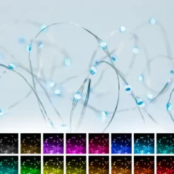 Enbrighten Basics LED Color Changing Fairy String Lights, 60 Lights, 20ft., White