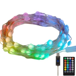 Enbrighten Basics LED Color Changing Fairy String Lights, 60 Lights, 20ft., White